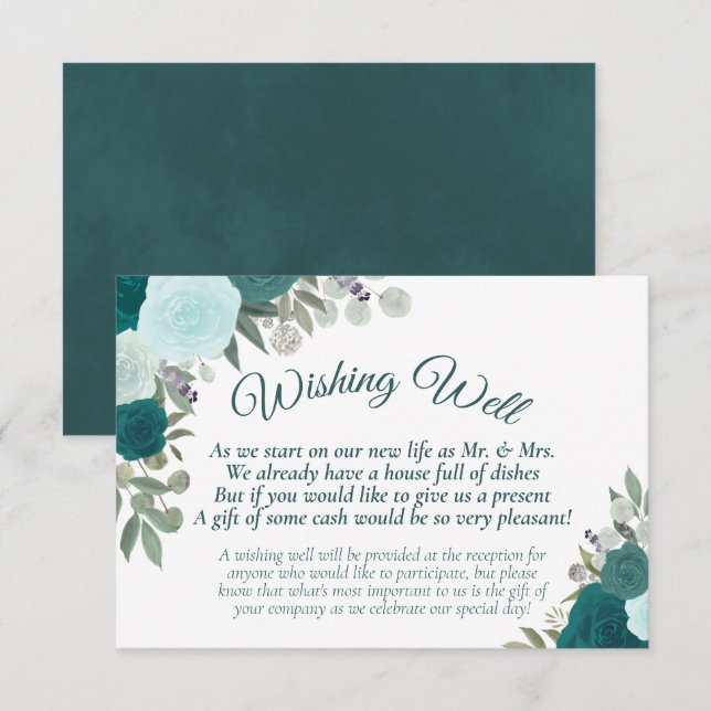 Rustikale Aquamarine Boho Blues Hochzeit wünschend Begleitkarte (Vorne/Hinten)