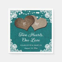 Rustikale Aquamarine Burlap Lace String Lights Hoc Serviette