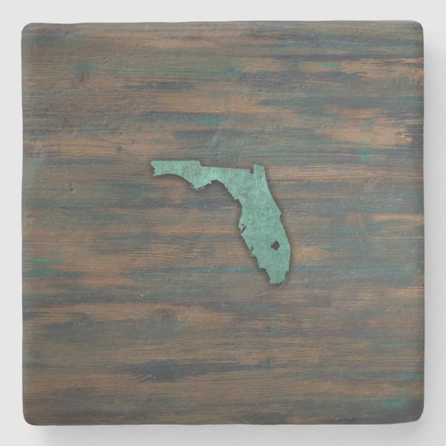 Rustikale Aquamarine Florida-Form Steinuntersetzer (Vorderseite)