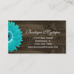 Rustikale Aquamarine Gerber Daisy Business Cards Visitenkarte
