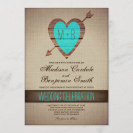 Rustikale Aquamarine Herzklopfarre Einladung zur H