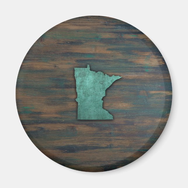 Rustikale Aquamarine Minnesota Form Magnet (Vorne)