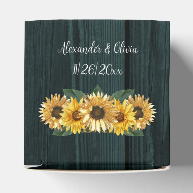 Rustikale Aquamarine Sonnenblume Gastgeschenk Hoch Geschenkschachtel (Oben)