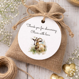 Rustikale Aquarell-Baby-Party für eine Farmhaus-Zi Geschenkanhänger