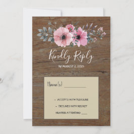 Rustikale Aquarell-Blume verweigern Holzhochzeit R Einladung