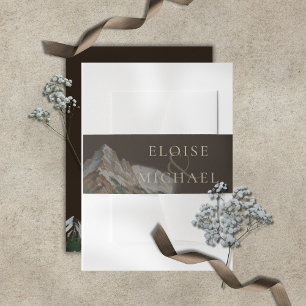 Rustikale Aquarell-Gebirgslandschaft-Hochzeit Einladungsbanderole