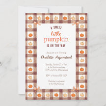 Rustikale Aquarell-Herbst-Gingham-Baby-Party