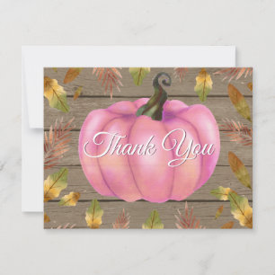 Rustikale Aquarell-Herbst-Kürbis-Rosa-Dankeskarten Dankeskarte