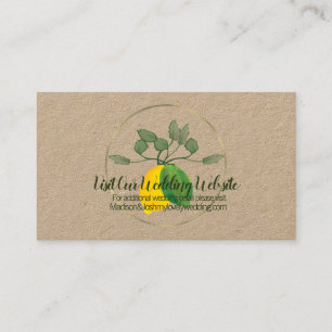 Rustikale Aquarell-Limonen-Hochzeits-Webseiten-Kar Visitenkarte