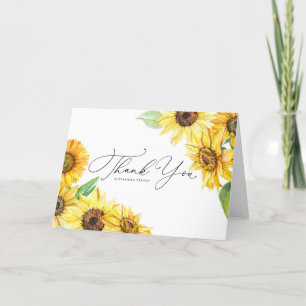 Rustikale Aquarell-Sonnenblumen-Hochzeit Dankeskarte