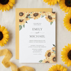 Rustikale Aquarell-Sonnenblumen-Hochzeitseinladung Einladung