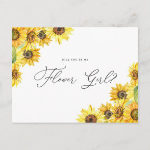 Rustikale Aquarell-Sonnenblumen Sei Mein Blumenmäd Postkarte