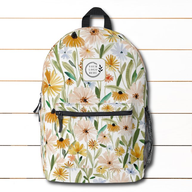 Rustikale Aquarell-Wilde Blume Logo für Unternehme Bedruckter Rucksack (Von Creator hochgeladen)