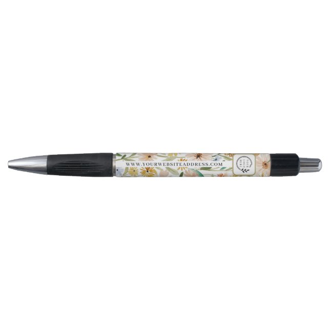 Rustikale Aquarell-Wilde Blume Logo für Unternehme Kugelschreiber (Vorderseite)