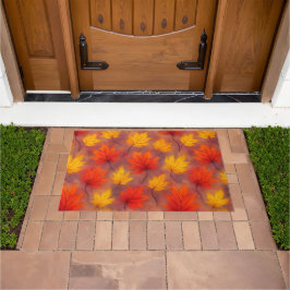 Rustikale Aquarellbilder - Herbstblätter Fußmatte