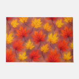 Rustikale Aquarellbilder - Herbstblätter Fußmatte