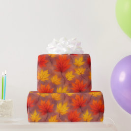 Rustikale Aquarellbilder - Herbstblätter Geschenkpapier