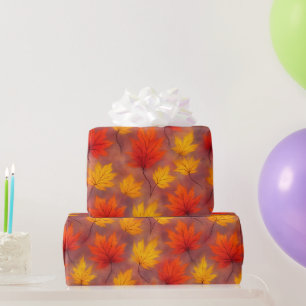 Rustikale Aquarellbilder - Herbstblätter Geschenkpapier