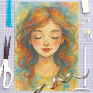 Rustikale Aquarellbilder hübsch Girl Trendy Seidenpapier