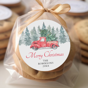 Rustikale Aquarellbilder Weihnachtsfeiertage Runder Aufkleber