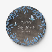 Rustikale Aquarellblauer Schmetterling Blumenbabyd