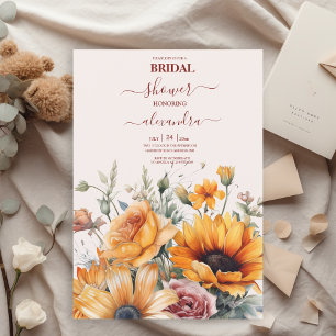 Rustikale Aquarellblume Bridal Einladung