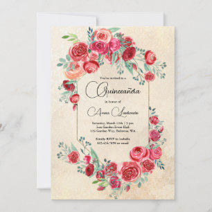 Rustikale Aquarellblume Quinceanera Einladung