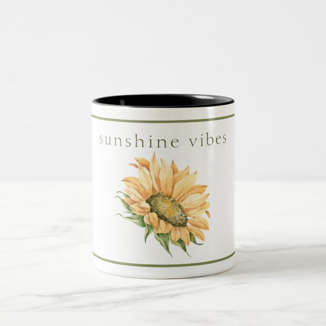 Rustikale Aquarellblume Typografie Zweifarbige Tasse (Mittel)