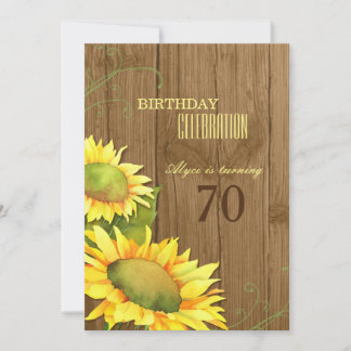 Rustikale Aquarellblumen 70. Geburtstag Einladung