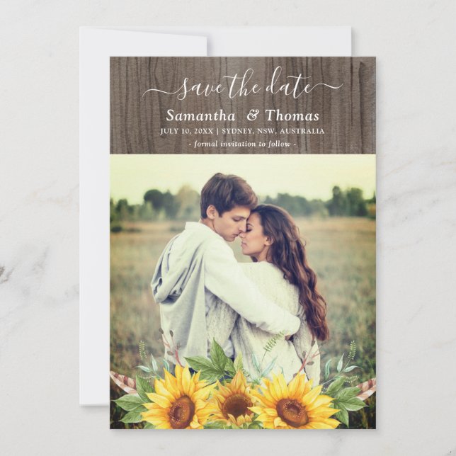Rustikale Aquarellblumen Hochzeit retten das Datum (Vorderseite)