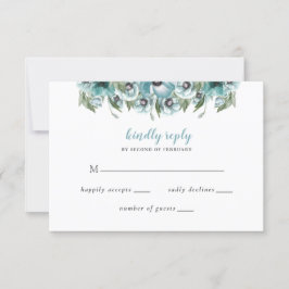 Rustikale Aquarellblütenblütenblütenblüte Blauer H RSVP Karte