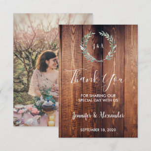 Rustikale Aquarellfarben Blätter Danke Foto Hochze Einladung