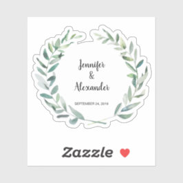 Rustikale Aquarellfarben-Blätter Hochzeitscreme Aufkleber