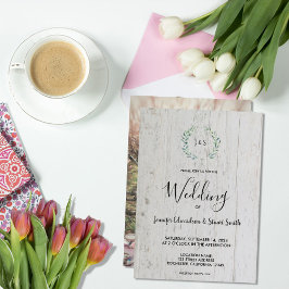 Rustikale Aquarellfarben Blätter Monogramm Foto Ho Einladung