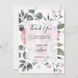 Rustikale Aquarellfarben Blume Danke Hochzeitskart Einladung