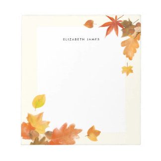 Rustikale Aquarellfarben Fallende Blätter Autumn C Notizblock