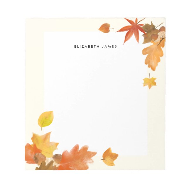 Rustikale Aquarellfarben Fallende Blätter Autumn C Notizblock (Vorderseite)
