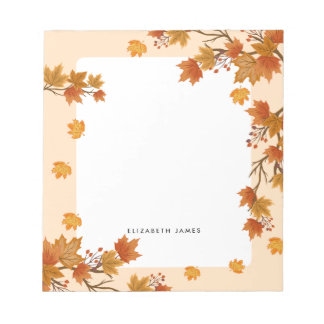 Rustikale Aquarellfarben Fallende Blätter Autumn C Notizblock