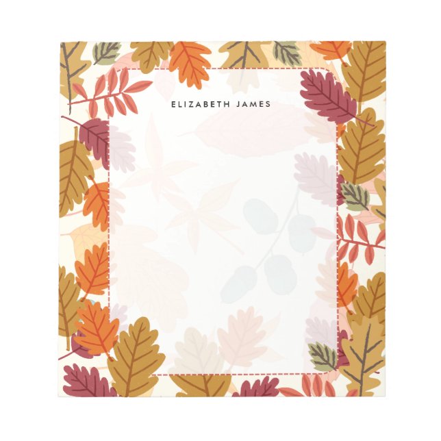 Rustikale Aquarellfarben Fallende Blätter Autumn C Notizblock (Vorderseite)