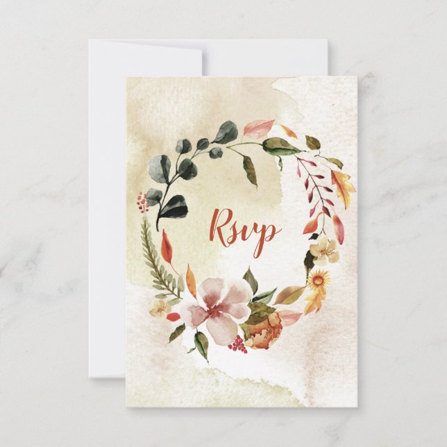 Rustikale Aquarellfarben Herbst Blume UAWG RSVP Karte (Vorderseite)