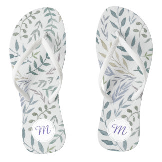 Rustikale Aquarellfarben und Foliage Monogramm Flip Flops