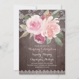 Rustikale Aquarellfarben Vintage Hochzeitsfeier Einladung