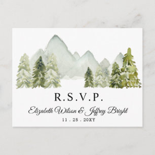 Rustikale Aquarellgebirge Pine Winter UAWG Einladungspostkarte