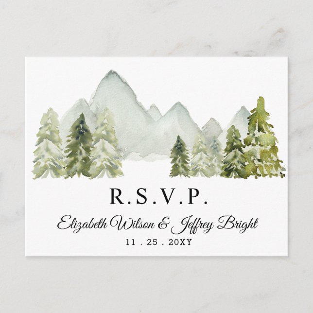 Rustikale Aquarellgebirge Pine Winter UAWG Einladungspostkarte (Vorderseite)