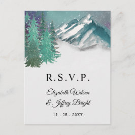 Rustikale Aquarellgebirge Pine Winter UAWG Einladungspostkarte