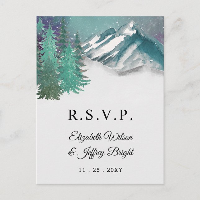 Rustikale Aquarellgebirge Pine Winter UAWG Einladungspostkarte (Vorderseite)