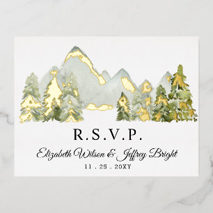 Rustikale Aquarellgebirge Pine Winter UAWG Folie Einladungspostkarte