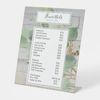 Rustikale Aquarellgrüne Nagelstudios Sockelschild