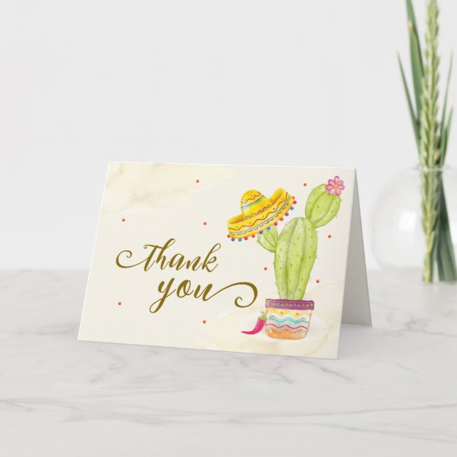 Rustikale Aquarellkaktus Taco 'Bout a Baby Shower Dankeskarte (Vorderseite)