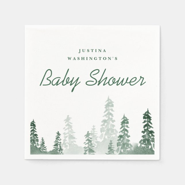 Rustikale Aquarellkiefern Babyduschpapierserviette Serviette (Vorderseite)